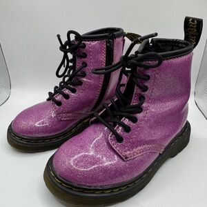 Dr. Martens Toddler Boots 1460 Pink/Purple Glitter US size 8 EU Size 24